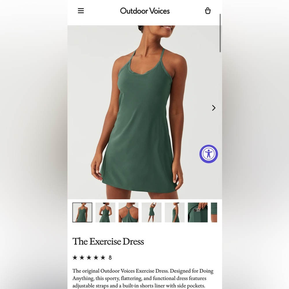 Outdoor Voices -the exercise dress. Green small currently selling for $100